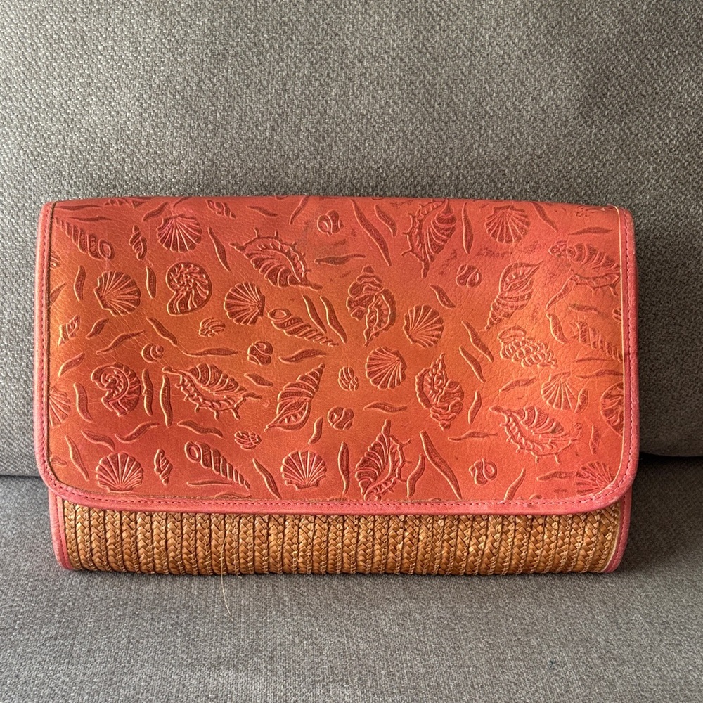 Elegant Coral Embossed Clutch
